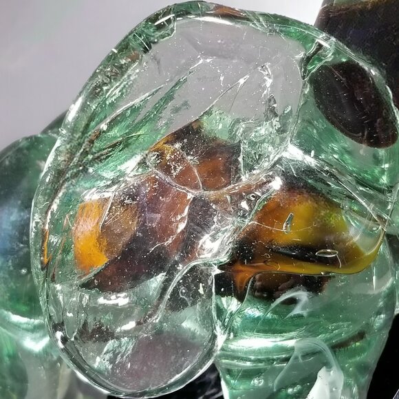 Murano Handblown Green Glass Elephant Figure W/Good Luck White Upward Tusk - Picture 16 of 16